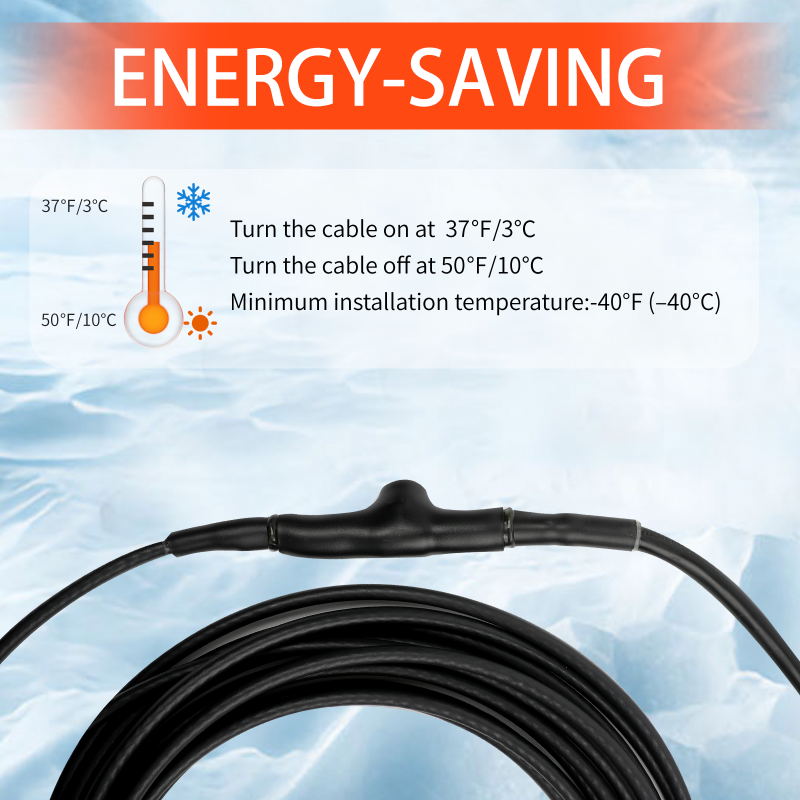 HEATIT 8JHSF Roof And Gutters Heating Cable With 10ft Lighted Plug