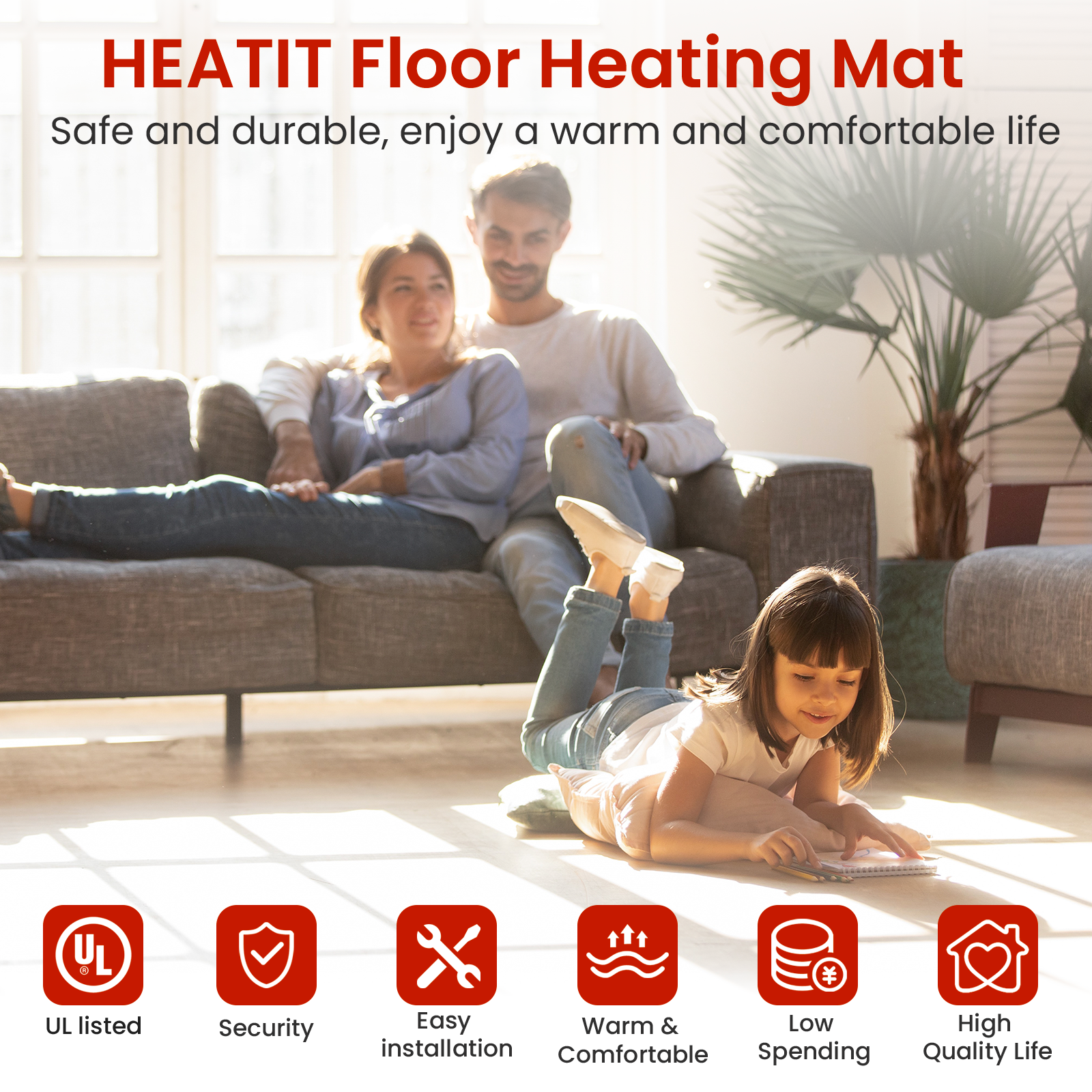 HEATIT Warmmat Electric Radiant Self-adhesive Floor Heat Heating