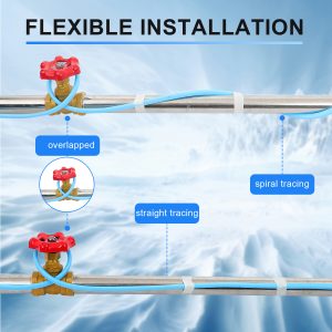 VIVOSUN JHSF Self Regulating Pre-Assembled Pipe Heating Cable 60Ft. 120V,  with Built-in Thermostat, Heavy Duty & Easy to Install, For Pipe Freeze  Protection, Ice Dam & Plants Frost Protection 