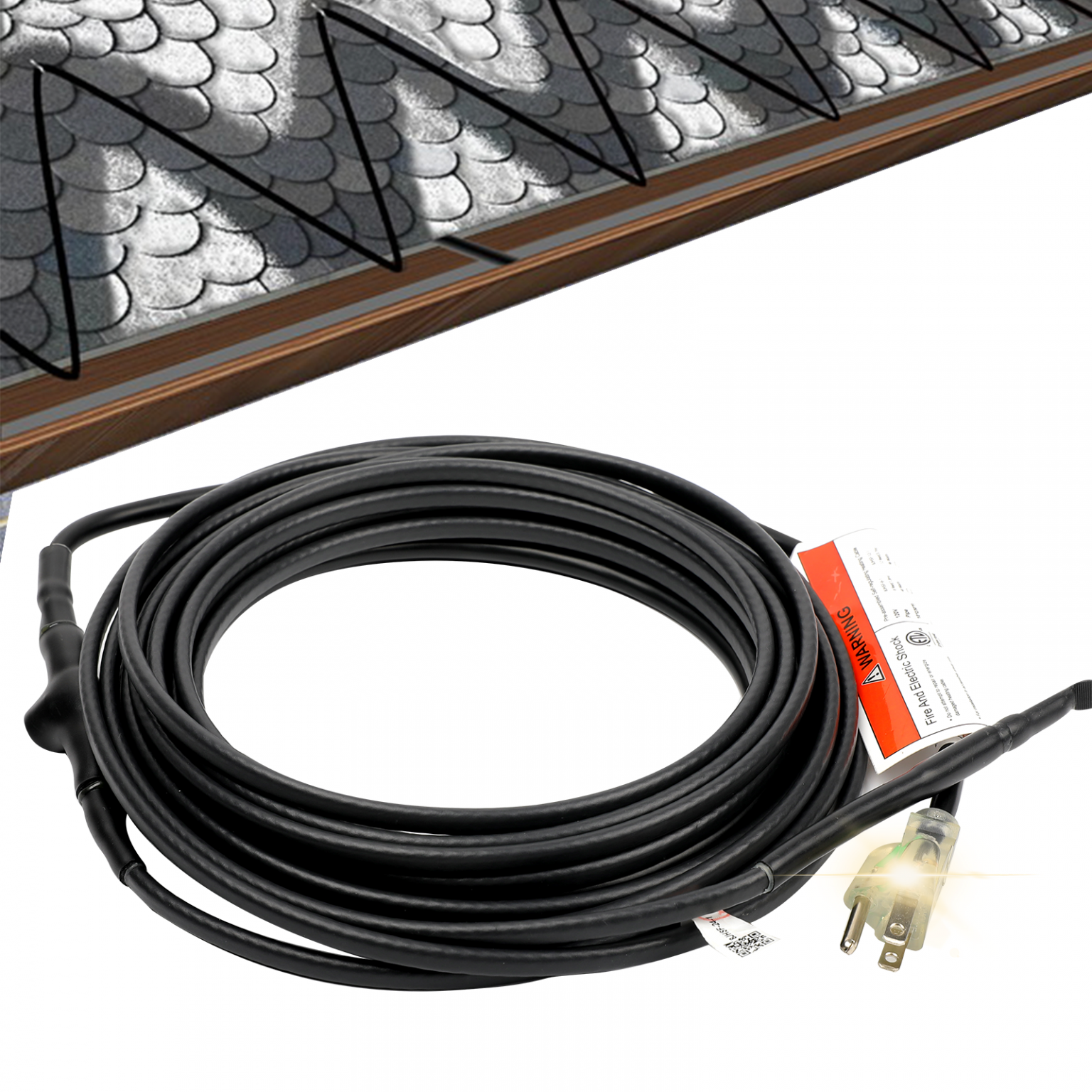 HEATIT 8JHSF Roof and Gutters Heating Cable with 10ft Lighted Plug ...