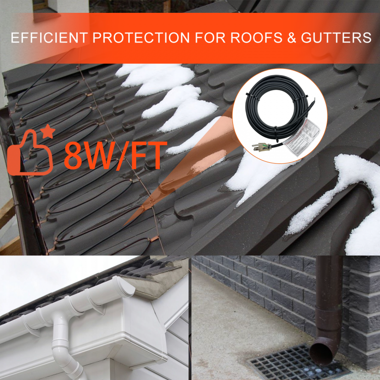 200ft Heat Tape For Roof And Gutters 7W/FT, Prevents Ice Dam And